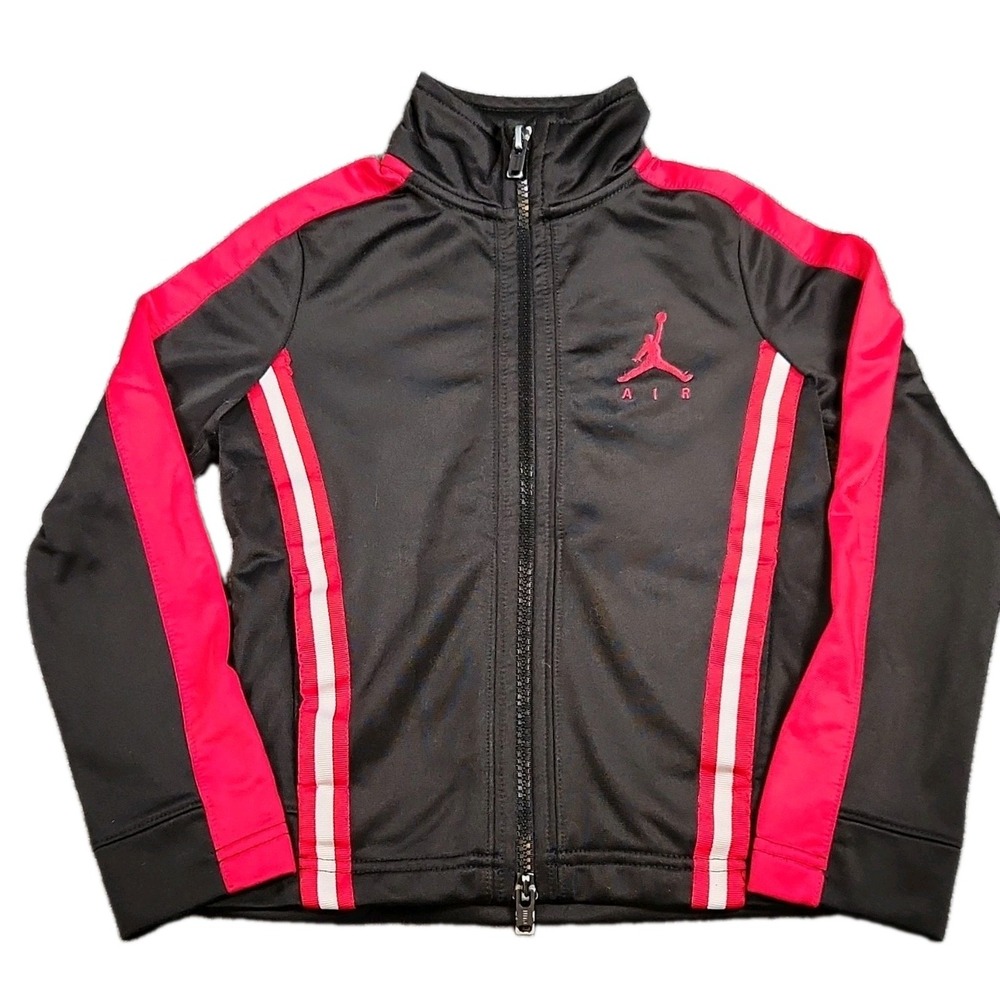 Nike Air Jordan Jumpman Tricot Track Jacket Boys 4T Black Red Full Zip Warmup